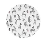 YOFIEN Miniature Schnauzer Seamless Pattern 8&8in Round Mouse Pad Sewn Edge Design