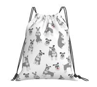 YOFIEN Miniature Schnauzer Seamless Pattern Water Drawstring Backpack Resistant String Bag for Women Men Sports Gym Sackpack