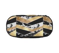 YOFIEN Modern Gold Black White Glitter Marble Geometric Art,Small Pencil Case Large Capacity Pencil Pouch Office Stationery Organizer