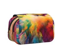 YOFIEN Multi Coloured Cloud Explosion Pencil Pouch Portable Double Layer Stationery Organizer