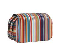 YOFIEN Multi Coloured Stripes Pencil Pouch Portable Double Layer Stationery Organizer
