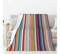 YOFIEN Multi Coloured Stripes Super Soft Throw Flannel Blanket Thick Comfy Cozy Couch 80"x60"