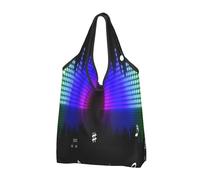 YOFIEN Music Note Colorful Musical Notes 3D Printing Foldable Tote Bag Reusable Large Capacity Shopping Bags