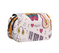 YOFIEN Music Records Blues Music is My Life Theme Pencil Pouch Portable Double Layer Stationery Organizer