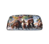 YOFIEN Native American Indians Horses Pencil Case for Girls, Pen Pouch Organizer Pencil Bag with Zipper