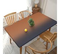YOFIEN Navy Blue And Rust Brown Digital Herringbone 5FT Rectangle Fitted Waterproof Table Cover,Spillproof Protector Elastic Edge