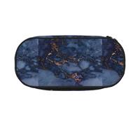 YOFIEN Navy Blue & Faux Copper Marble Pattern,Small Pencil Case Large Capacity Pencil Pouch Office Stationery Organizer