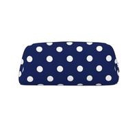 YOFIEN Navy Blue Polka Dot Pencil Case for Girls, Pen Pouch Organizer Pencil Bag with Zipper