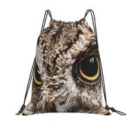 YOFIEN Owl Head Water Drawstring Backpack Resistant String Bag for Women Men Sports Gym Sackpack