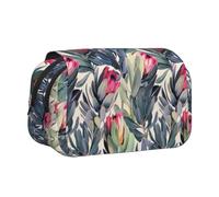 YOFIEN Painted Protea Pattern On White Background Pencil Pouch Portable Double Layer Stationery Organizer