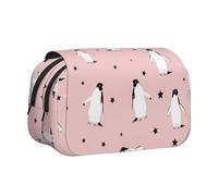 YOFIEN Penguins Stars Sea Bird Pencil Pouch Portable Double Layer Stationery Organizer