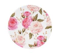 YOFIEN Pink And White Rose 8&8in Round Mouse Pad Sewn Edge Design