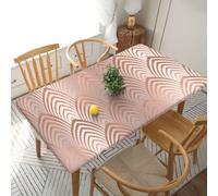YOFIEN Pink Rose Copper Gray Art Deco Seashells Scales 5FT Rectangle Fitted Waterproof Table Cover,Spillproof Protector Elastic Edge