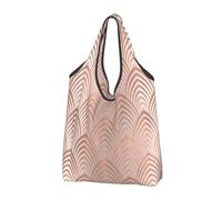YOFIEN Pink Rose Copper Gray Art Deco Seashells Scales Foldable Tote Bag Reusable Large Capacity Shopping Bags