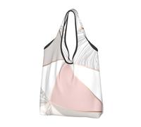 YOFIEN Pink Rose Gold Foldable Tote Bag Reusable Large Capacity Shopping Bags