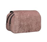 YOFIEN Printed Girly Glam Pink Rose Gold Foil and Glitter Pencil Pouch Portable Double Layer Stationery Organizer