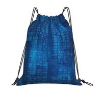 YOFIEN Programmer Binary Code Blue Water Drawstring Backpack Resistant String Bag for Women Men Sports Gym Sackpack