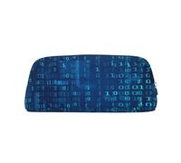 YOFIEN Programmer Blue Binary Code Pencil Case for Girls, Pen Pouch Organizer Pencil Bag with Zipper