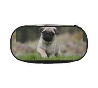 YOFIEN Pug Bokeh Puppy Dogs Lawn Pets Pug,Small Pencil Case Large Capacity Pencil Pouch Office Stationery Organizer