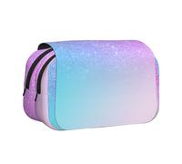 YOFIEN Purple Pink Glitter Ombre Blue Gradient Pencil Pouch Portable Double Layer Stationery Organizer