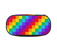 YOFIEN Rainbow Plaid Pattern,Small Pencil Case Large Capacity Pencil Pouch Office Stationery Organizer