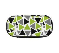 YOFIEN Random Triangles Lime Green Gray Black On White,Small Pencil Case Large Capacity Pencil Pouch Office Stationery Organizer