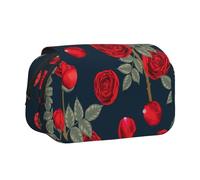 YOFIEN Red Roses Flowers Pencil Pouch Portable Double Layer Stationery Organizer