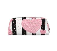 YOFIEN Romantic Heart Rose Gold Sequin Stripe Pencil Case for Girls, Pen Pouch Organizer Pencil Bag with Zipper