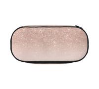 YOFIEN Rose Gold Faux Glitter Pink,Small Pencil Case Large Capacity Pencil Pouch Office Stationery Organizer