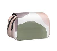 YOFIEN Rose Grape & Sage Modern Watercolor Circles Pencil Pouch Portable Double Layer Stationery Organizer