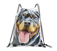 YOFIEN Rottweiler Head Water Drawstring Backpack Resistant String Bag for Women Men Sports Gym Sackpack