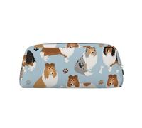 YOFIEN Rough Collie Paws and Bones Pencil Case for Girls, Pen Pouch Organizer Pencil Bag with Zipper