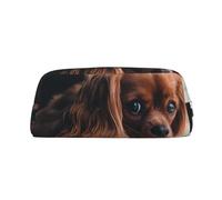 YOFIEN Ruby Cavalier King Charles Spaniel Puppy Dog Pencil Case for Girls, Pen Pouch Organizer Pencil Bag with Zipper
