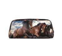YOFIEN Running Horses Pencil Case for Girls, Pen Pouch Organizer Pencil Bag with Zipper