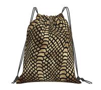 YOFIEN Safari African Black Gold Python Animal Skin Sepia Water Drawstring Backpack Resistant String Bag for Women Men Sports Gym Sackpack