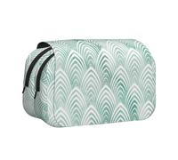YOFIEN Scales Aqua Mint White Geometry Marble Pencil Pouch Portable Double Layer Stationery Organizer