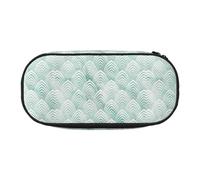 YOFIEN Scales Aqua Mint White Geometry Marble,Small Pencil Case Large Capacity Pencil Pouch Office Stationery Organizer