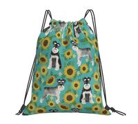 YOFIEN Schnauzer Sunflowers Spring Summer Floral Dog Breed Dog Water Drawstring Backpack Resistant String Bag for Women Men Sports Gym Sackpack