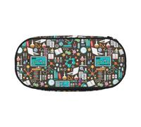 YOFIEN Science Chemistry Pattern,Small Pencil Case Large Capacity Pencil Pouch Office Stationery Organizer
