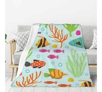 YOFIEN Sea Life Marine Animals Super Soft Throw Flannel Blanket Thick Comfy Cozy Couch 80"x60"