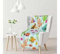 YOFIEN Sea Life Marine AnimalsFlannel Throw Fluffy Blanket for Couch, Soft Cozy Blankets
