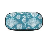 YOFIEN Sea Shells Seahorse Coral,Small Pencil Case Large Capacity Pencil Pouch Office Stationery Organizer