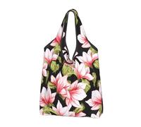 YOFIEN Seamless Pattern With Magnolia Flower Foldable Tote Bag Reusable Large Capacity Shopping Bags