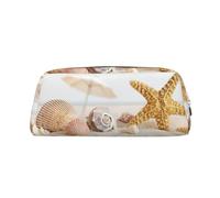 YOFIEN Seashells Starfish On Beach Print Pencil Case for Girls, Pen Pouch Organizer Pencil Bag with Zipper