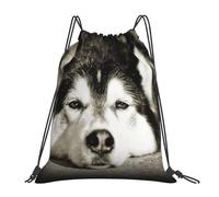 YOFIEN Siberian Husky Water Drawstring Backpack Resistant String Bag for Women Men Sports Gym Sackpack
