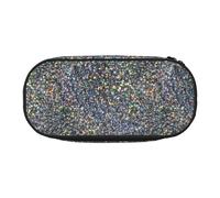 YOFIEN Silver Glitter Rainbow Sparkle,Small Pencil Case Large Capacity Pencil Pouch Office Stationery Organizer