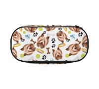 YOFIEN Smiling Dog Yorkshire Terrier,Small Pencil Case Large Capacity Pencil Pouch Office Stationery Organizer