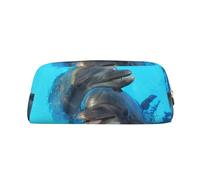 YOFIEN Smiling Face Dolphins Printed Pencil Case for Girls, Pen Pouch Organizer Pencil Bag with Zipper