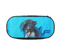 YOFIEN Smiling Face Dolphins Printed,Small Pencil Case Large Capacity Pencil Pouch Office Stationery Organizer