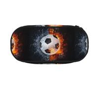 YOFIEN Soccer Ball On Fire Water,Small Pencil Case Large Capacity Pencil Pouch Office Stationery Organizer